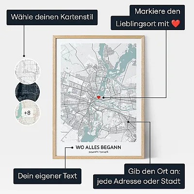 Wo Alles Begann Karte — personalisierter Karten-Druck - Schweiz