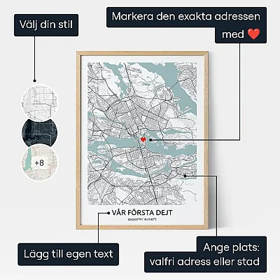 Vi Traffades Har Karta — personlig konstprint