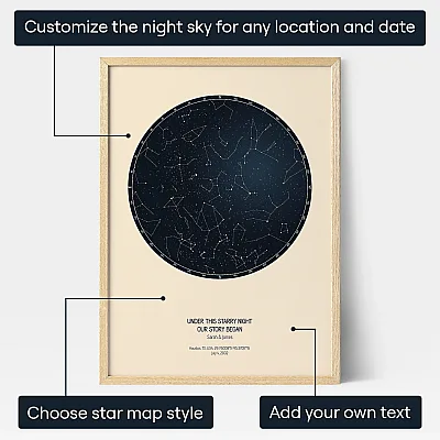 Gepersonaliseerde Sterrenkaart — gepersonaliseerde sterrenkaart print