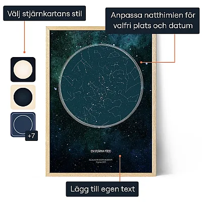 Fodelsedagsstjarnkarta — personlig stjärnkarta poster