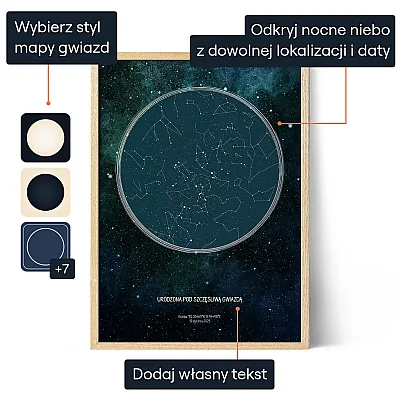 Mapa Nieba W Dniu Urodzin — personalizowana mapa gwiazd