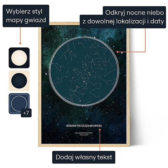 Mapa Nieba W Dniu Urodzin — personalizowana mapa gwiazd