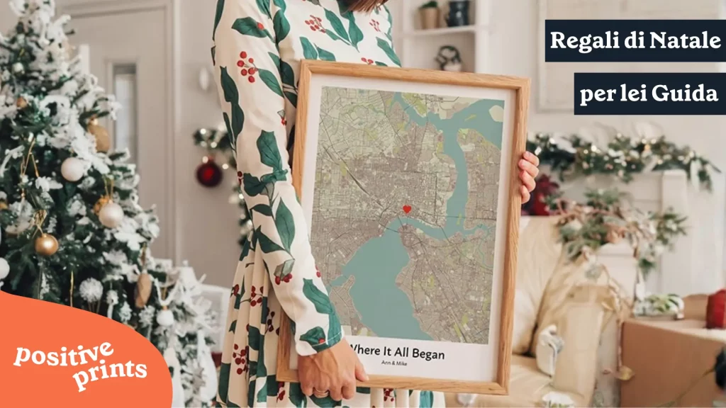 Regali di Natale personalizzati per lei - poster mappa romantica con cornice